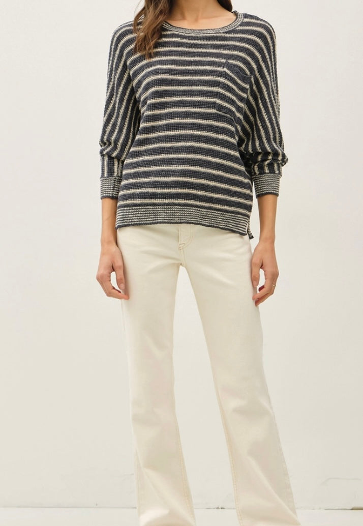 Darren Knit Blouse in Charcoal