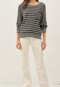 Darren Knit Blouse in Charcoal