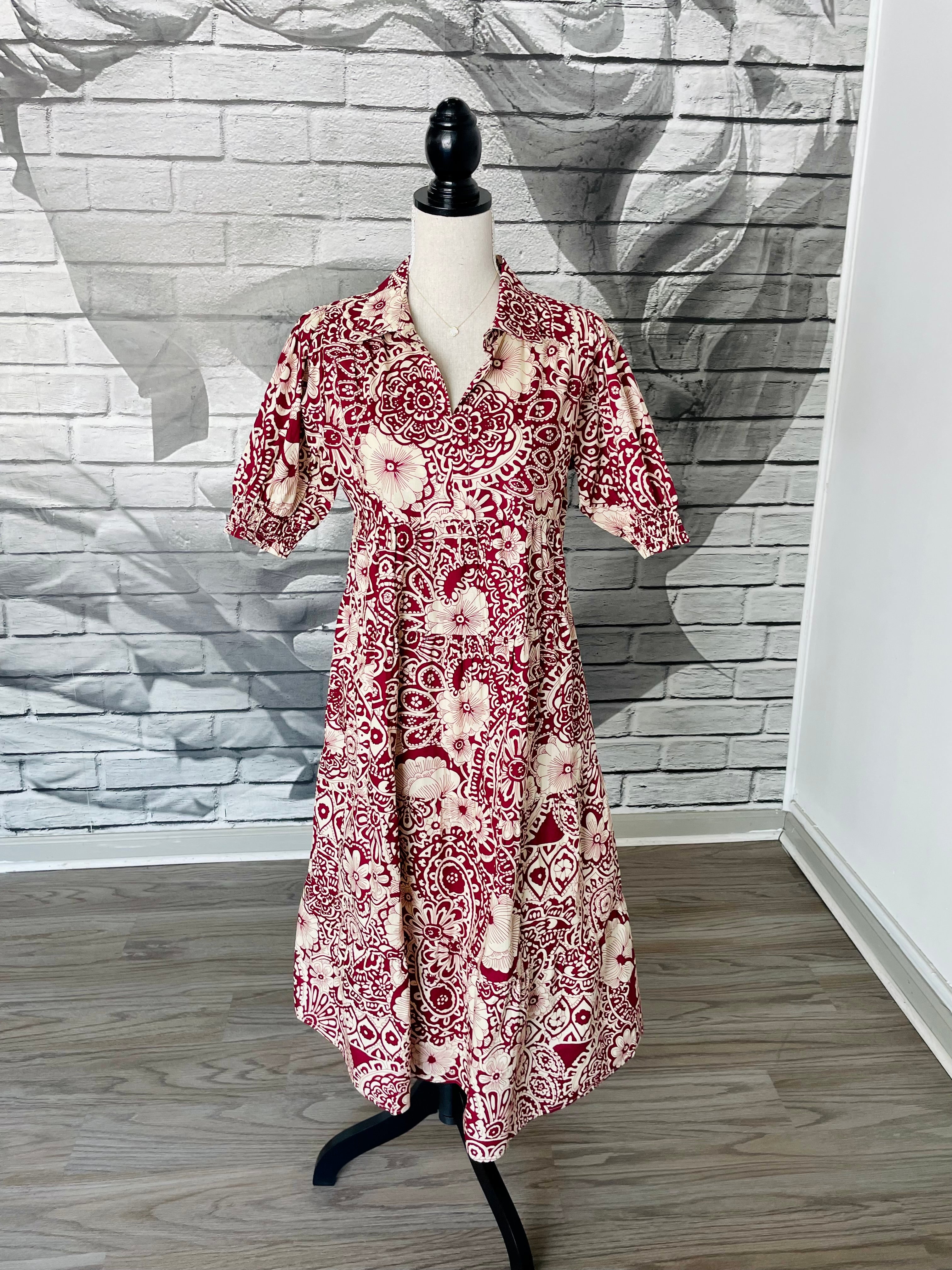 Debbie Midi Dress in Wine