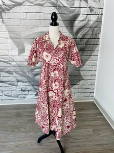 Debbie Midi Dress in Wine