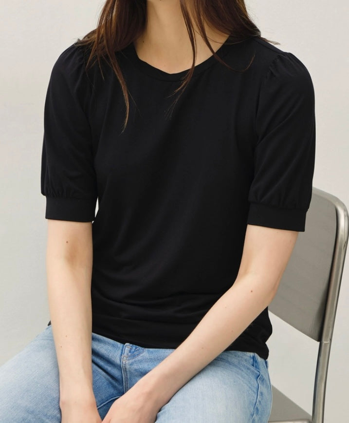 Faith Puff Sleeve Top in Black
