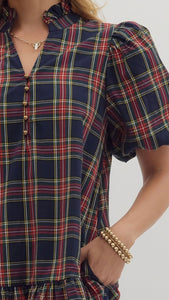 Kayla Dress in Navy Plaid