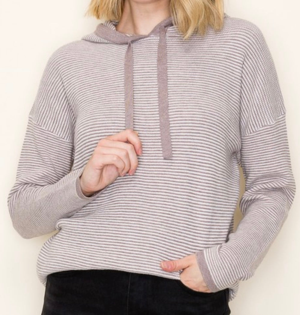 Mable Pinstripe Hoodie in Mocha