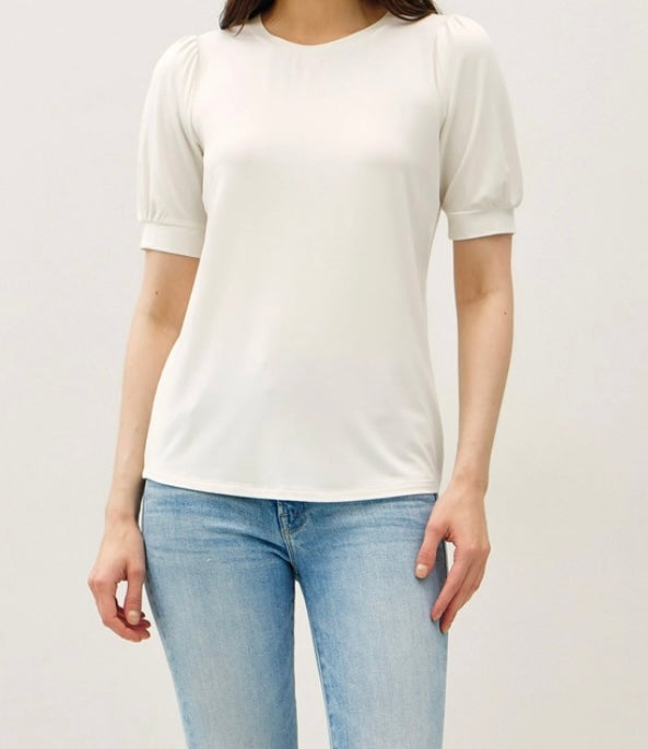 Faith Puff Sleeve Top in Off White