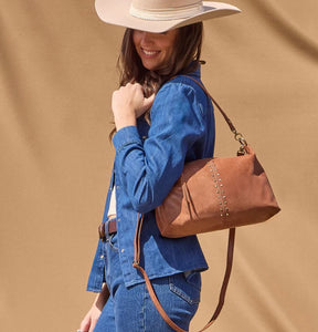 Avon Hobo Shoulder Bag in Burnished Saddle Buffed Leather