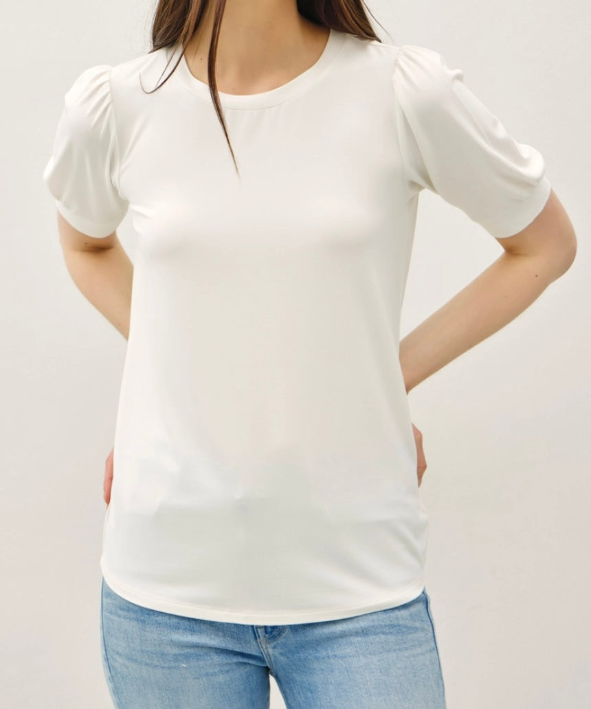 Faith Puff Sleeve Top in Off White