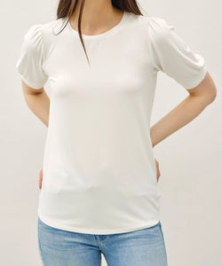 Faith Puff Sleeve Top in Off White