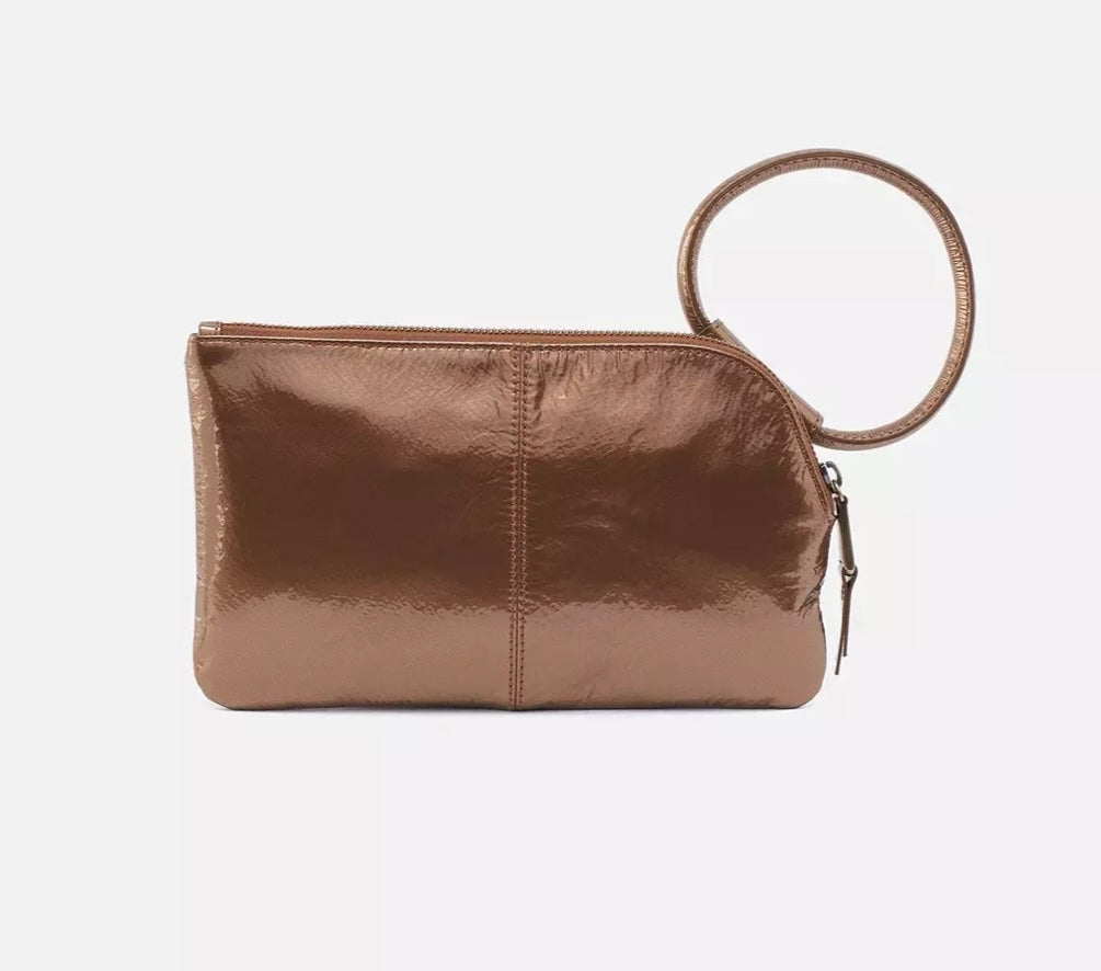 Sable Hobo Wristlet in Bronze Patent Leather