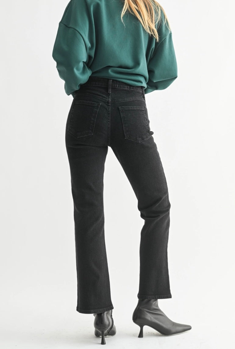 Slim Cropped Bootcut Jean in Black