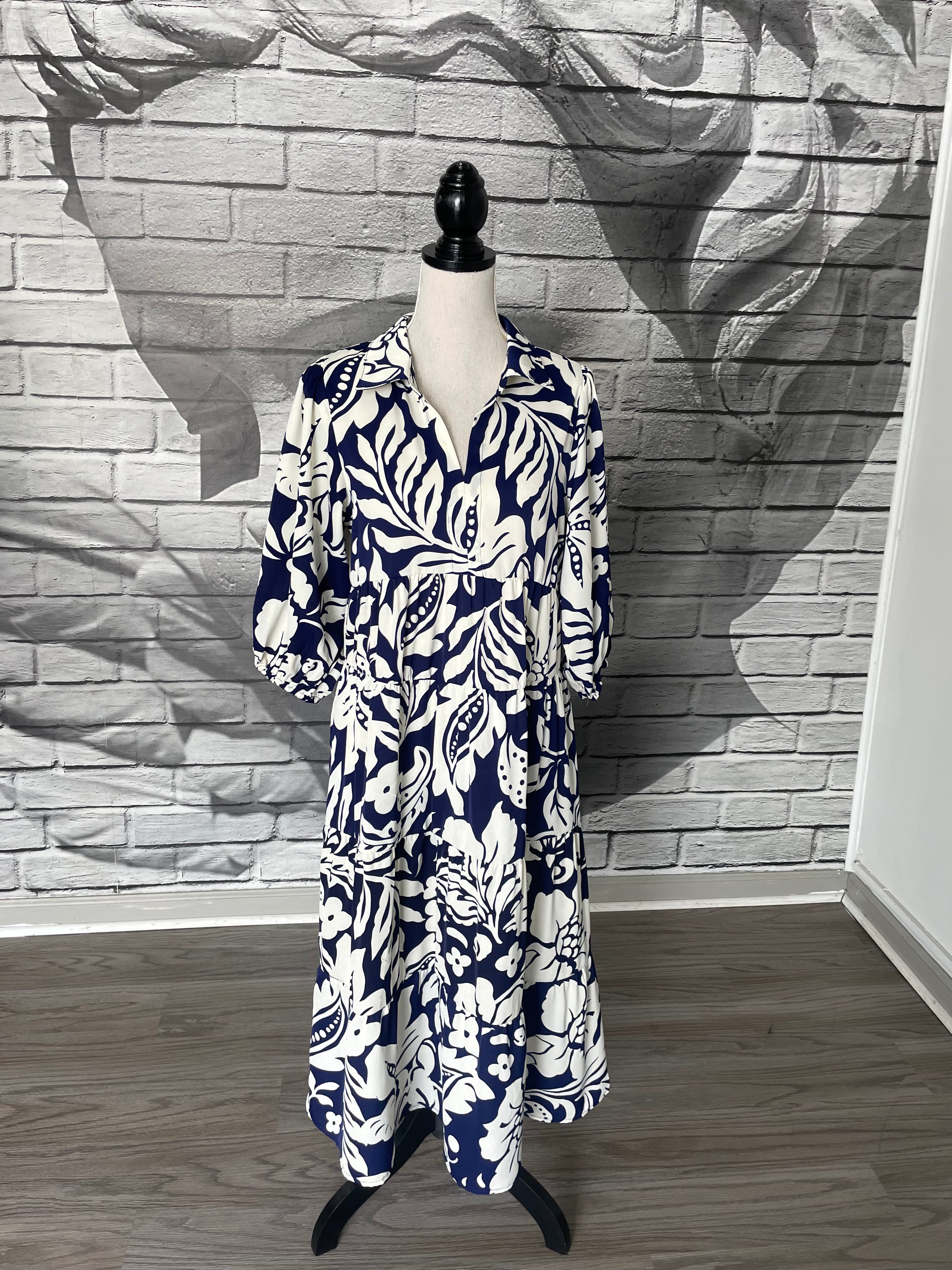 Demi Midi Dress in Navy