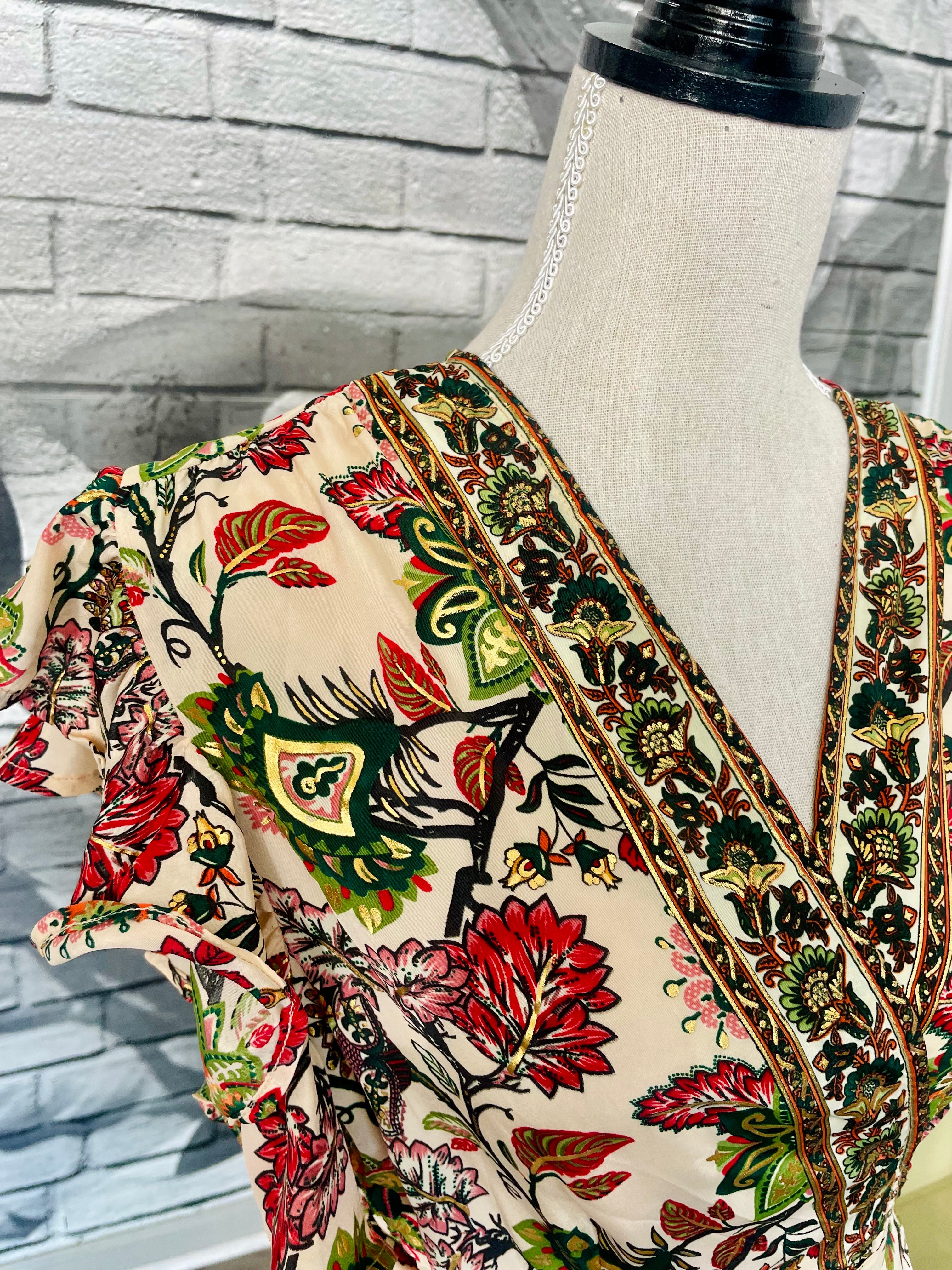 Margaret Wrap Dress in Winter Garden