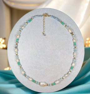 Riley Aquamarine and Pearl Necklace