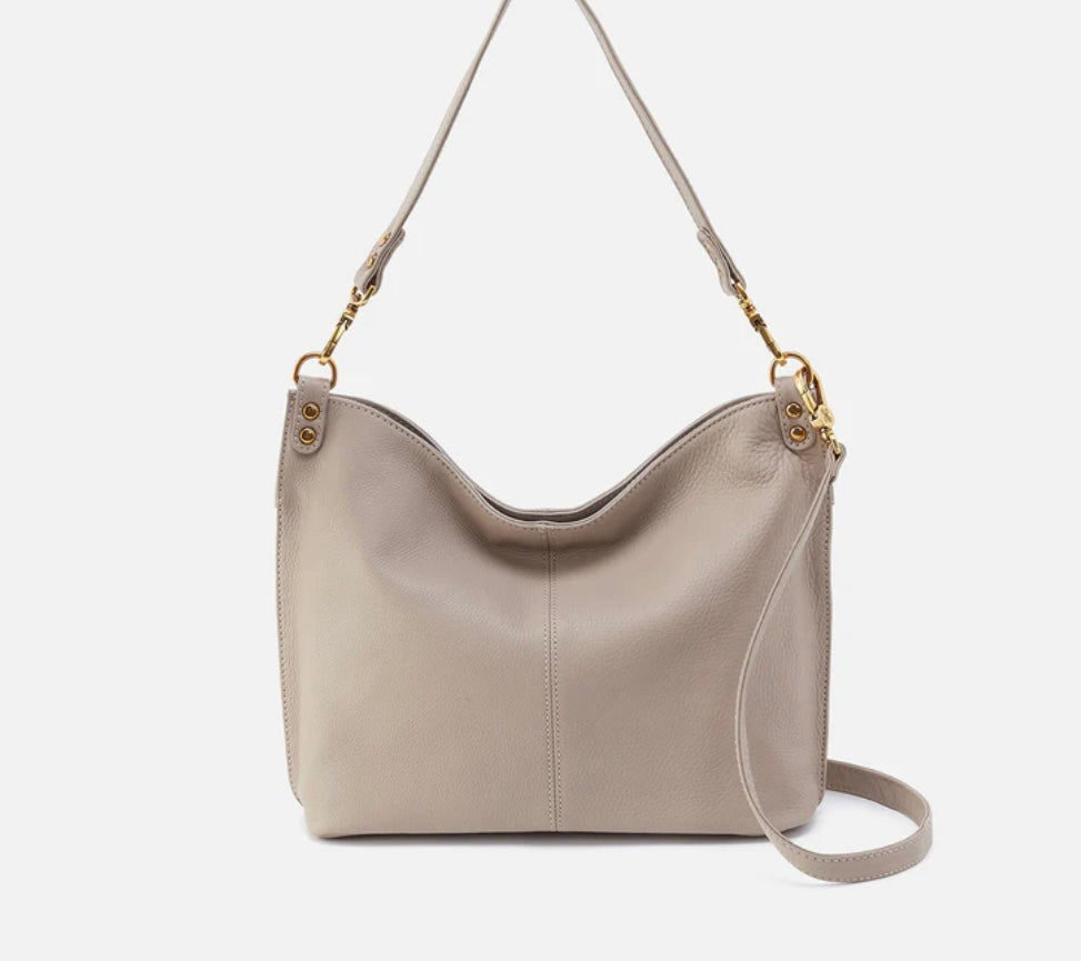 Pier Hobo Shoulder Bag in Taupe Pebbled Leather