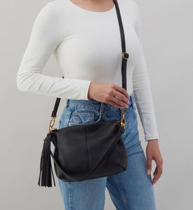 Kori Hobo Crossbody in Black Pebbled Leather