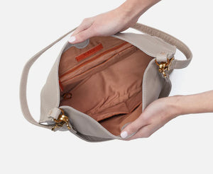Pier Hobo Shoulder Bag in Taupe Pebbled Leather