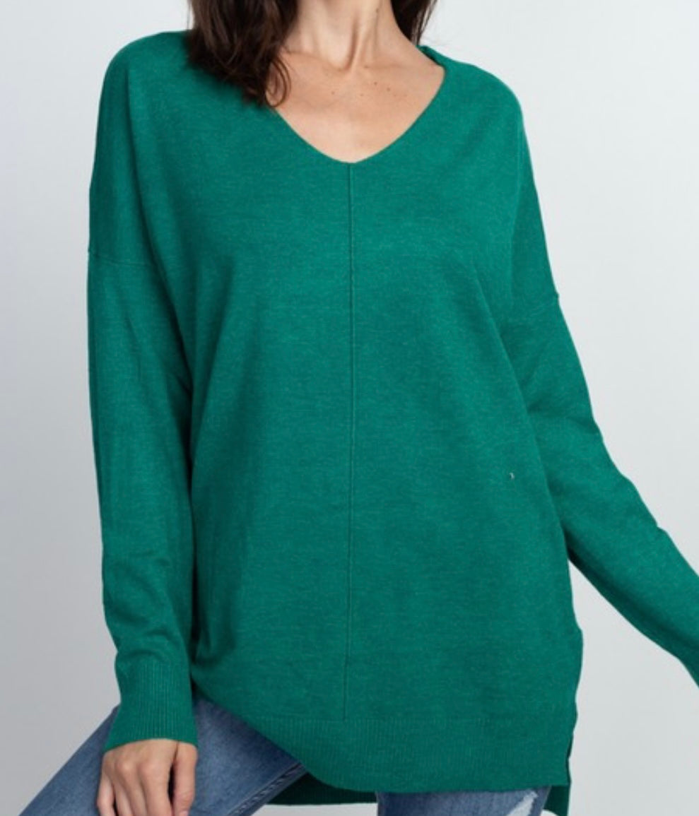 Dahlia Sweater Tunic in Heather Green