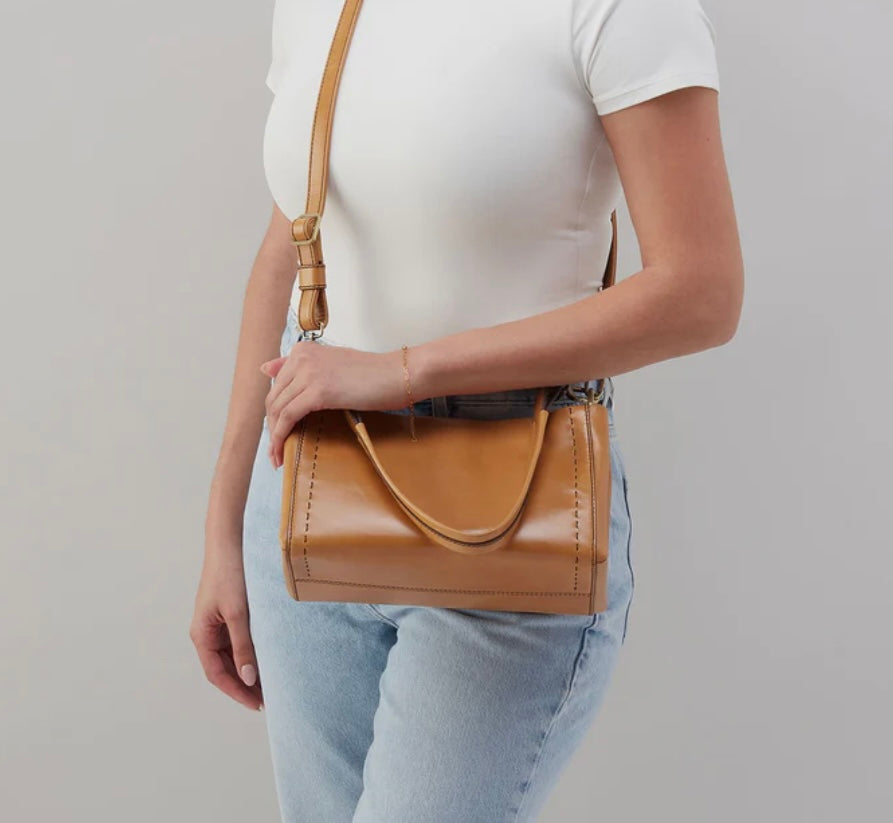 Seneca Hobo Shoulder Crossbody in Natural Polished Leather