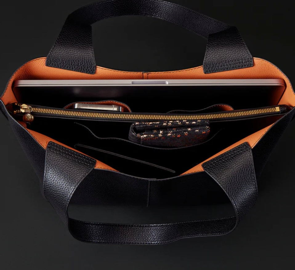 Vida Hobo Tote in Black Micro Pebbled Leather