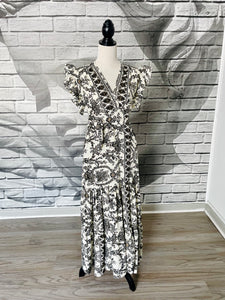 Margaret Wrap Dress with Pockets in Black and White