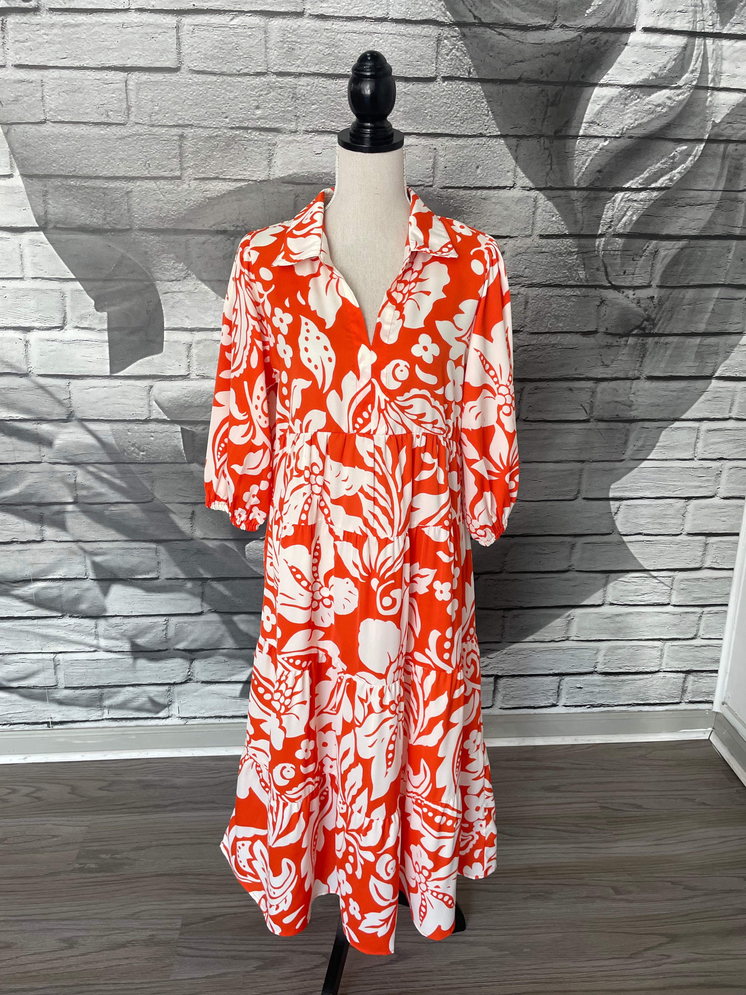 Demi Midi Dress in Sunset