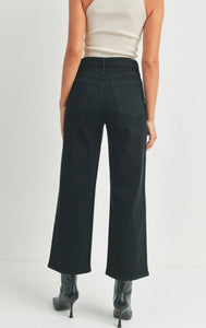 High Rise Cargo Pocket Wide Leg in Black