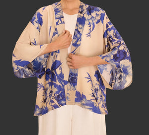 Blue Blooms Kimono Jacket