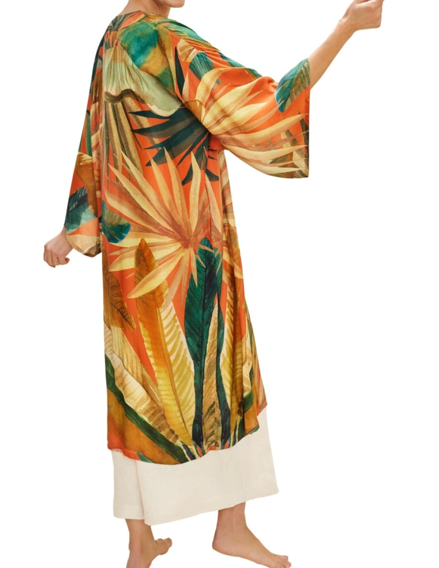 Painted Palms Kimono Gown