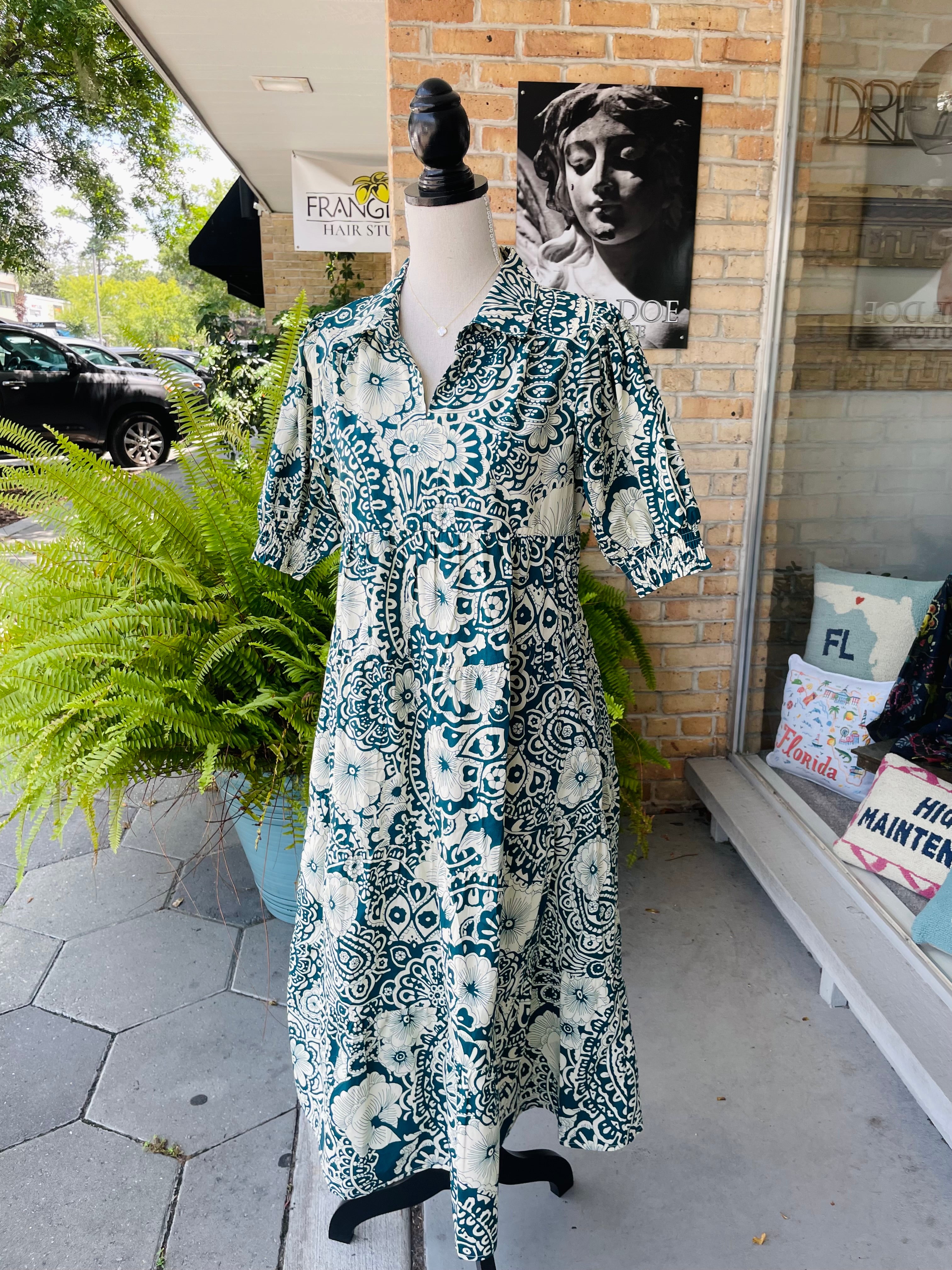 Debbie Midi Dress in Jade