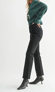 Slim Cropped Bootcut Jean in Black