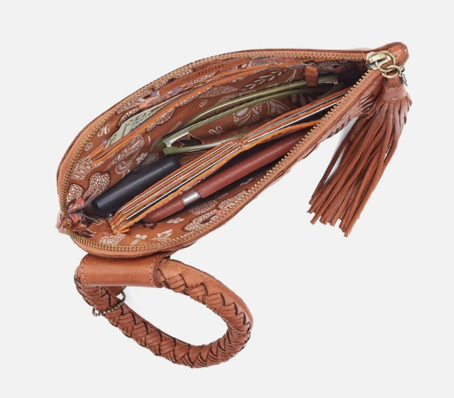 Sable Hobo Wristlet in Harvest Wheat Washed Leather