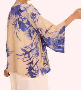 Blue Blooms Kimono Jacket