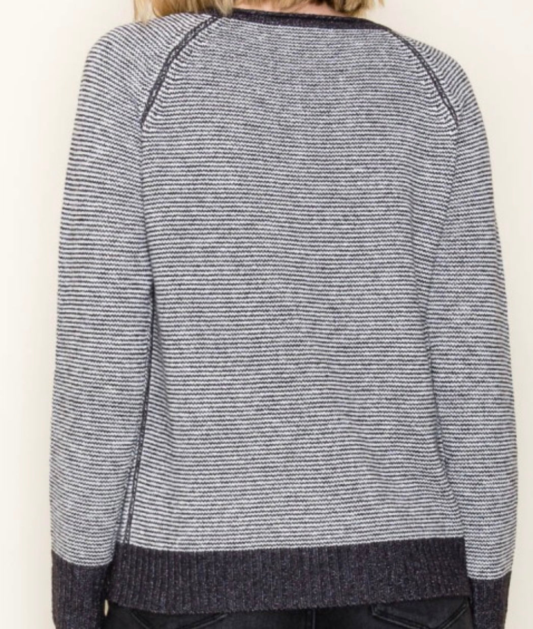 Claire Pinstripe Pullover in Gun Metal