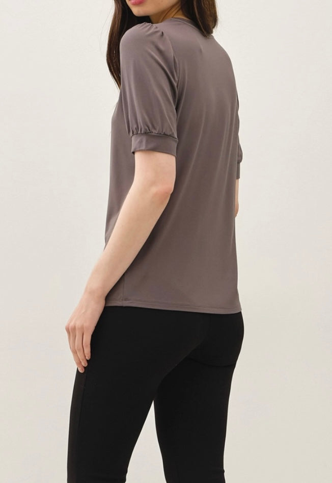 Faith Puff Sleeve Top in Charcoal