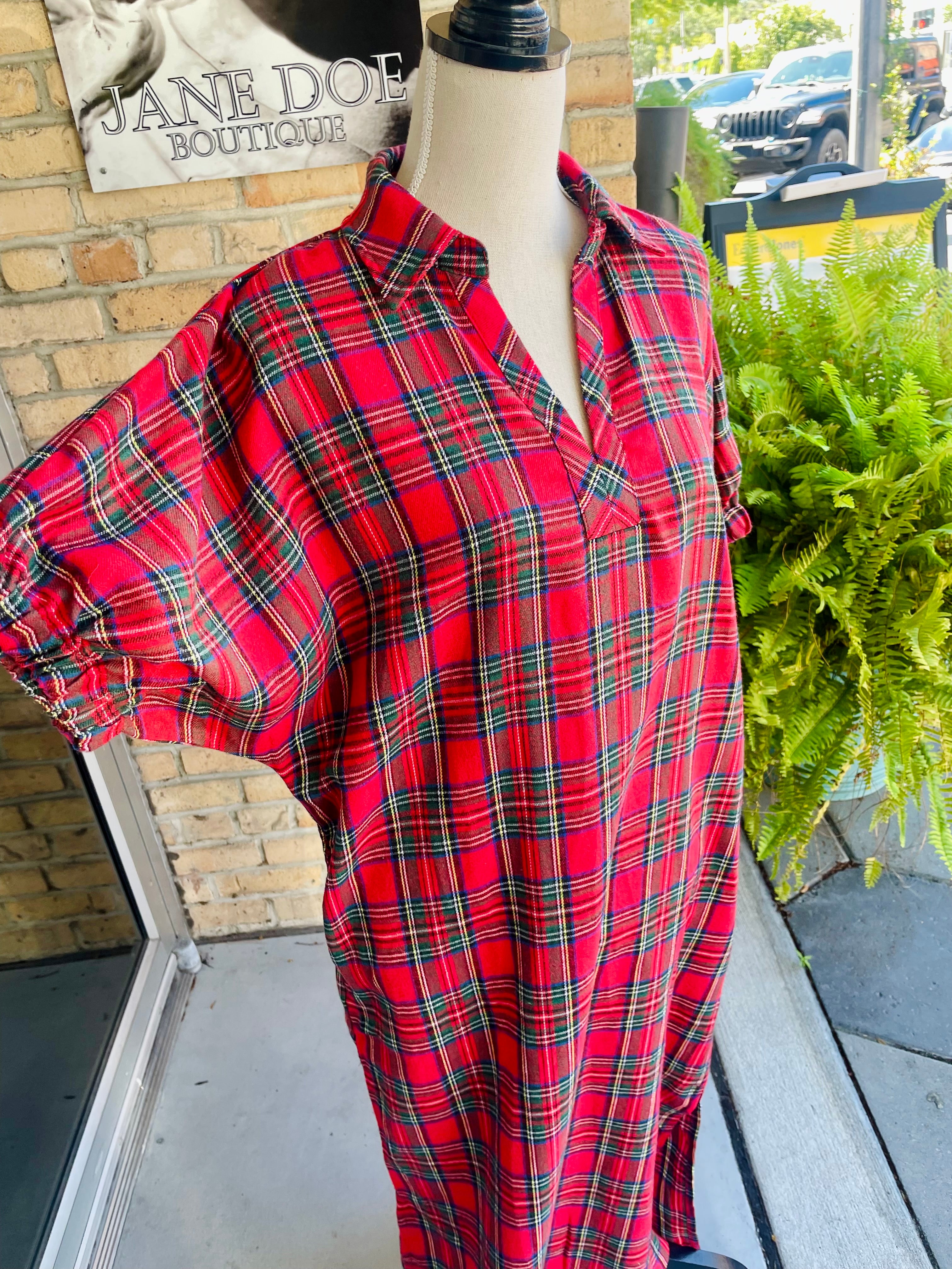 Angela Plaid Dress in Red