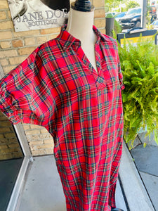 Angela Plaid Dress in Red