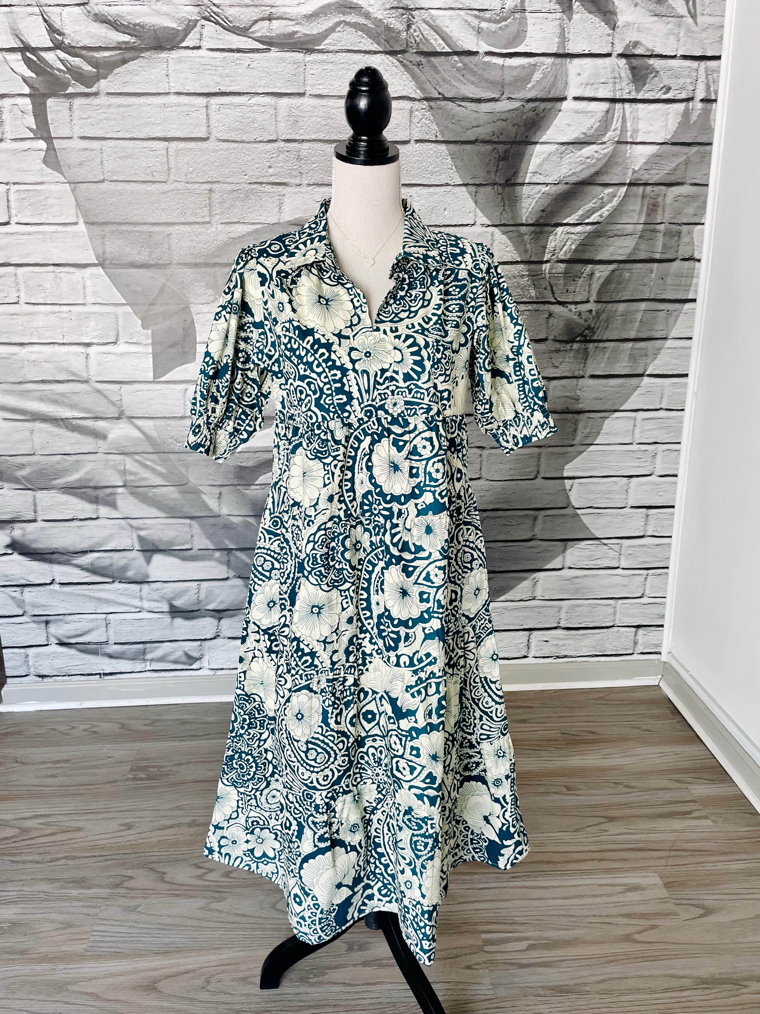 Debbie Midi Dress in Jade