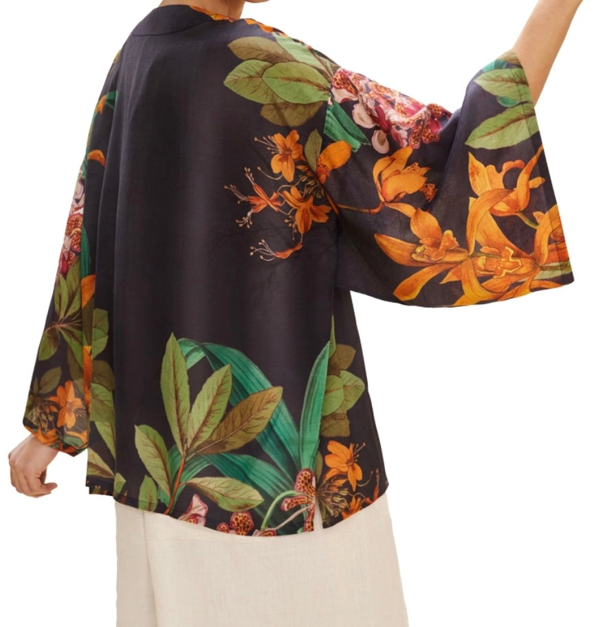 Botany Bliss in Charcoal Kimono Jacket