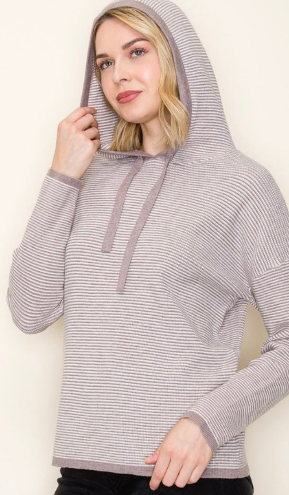 Mable Pinstripe Hoodie in Mocha