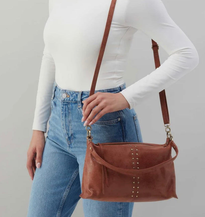 Avon Hobo Shoulder Bag in Burnished Saddle Buffed Leather