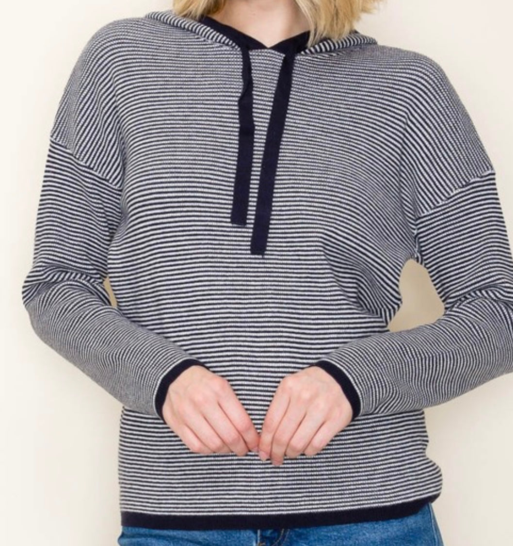 Mable Pinstripe Hoodie in Navy