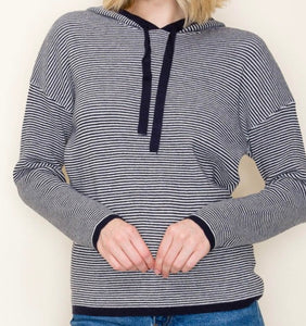 Mable Pinstripe Hoodie in Navy