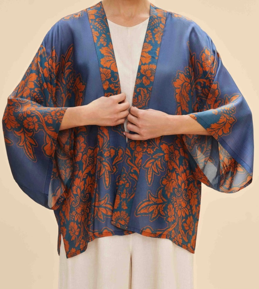 Denim Tapestry Kimono Jacket
