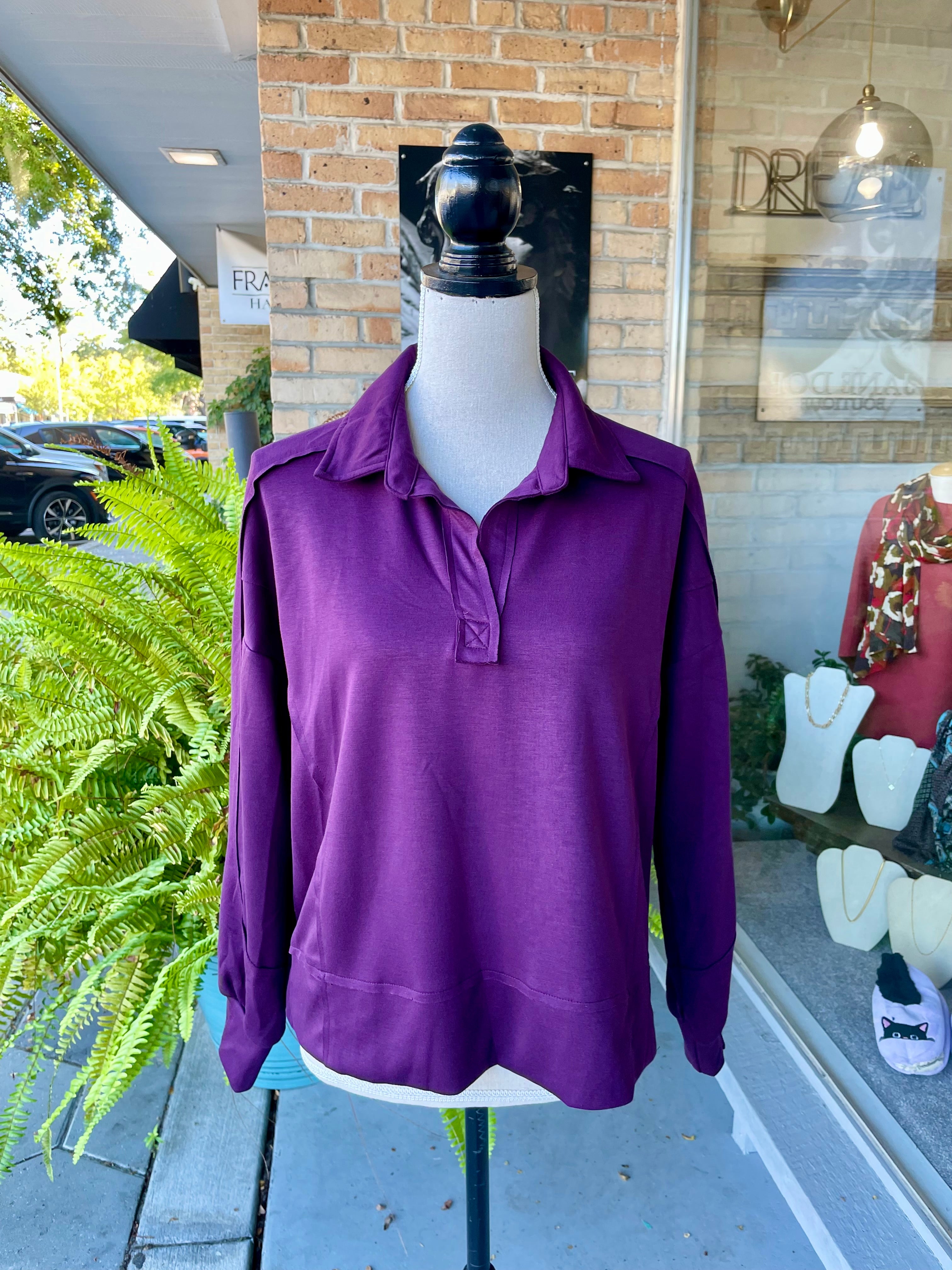 Shauna Pullover Blouse in Plum
