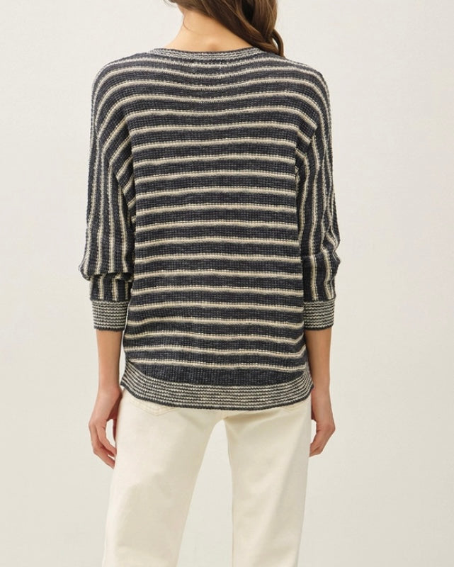 Darren Knit Blouse in Charcoal