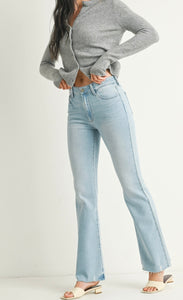 Mid Rise Flare in Light Denim
