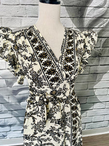 Margaret Wrap Dress with Pockets in Black and White