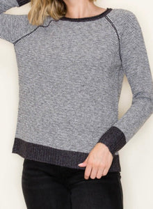 Claire Pinstripe Pullover in Gun Metal