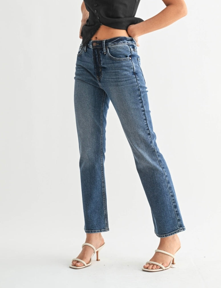Slim Cropped Bootcut Jean in Dark Denim