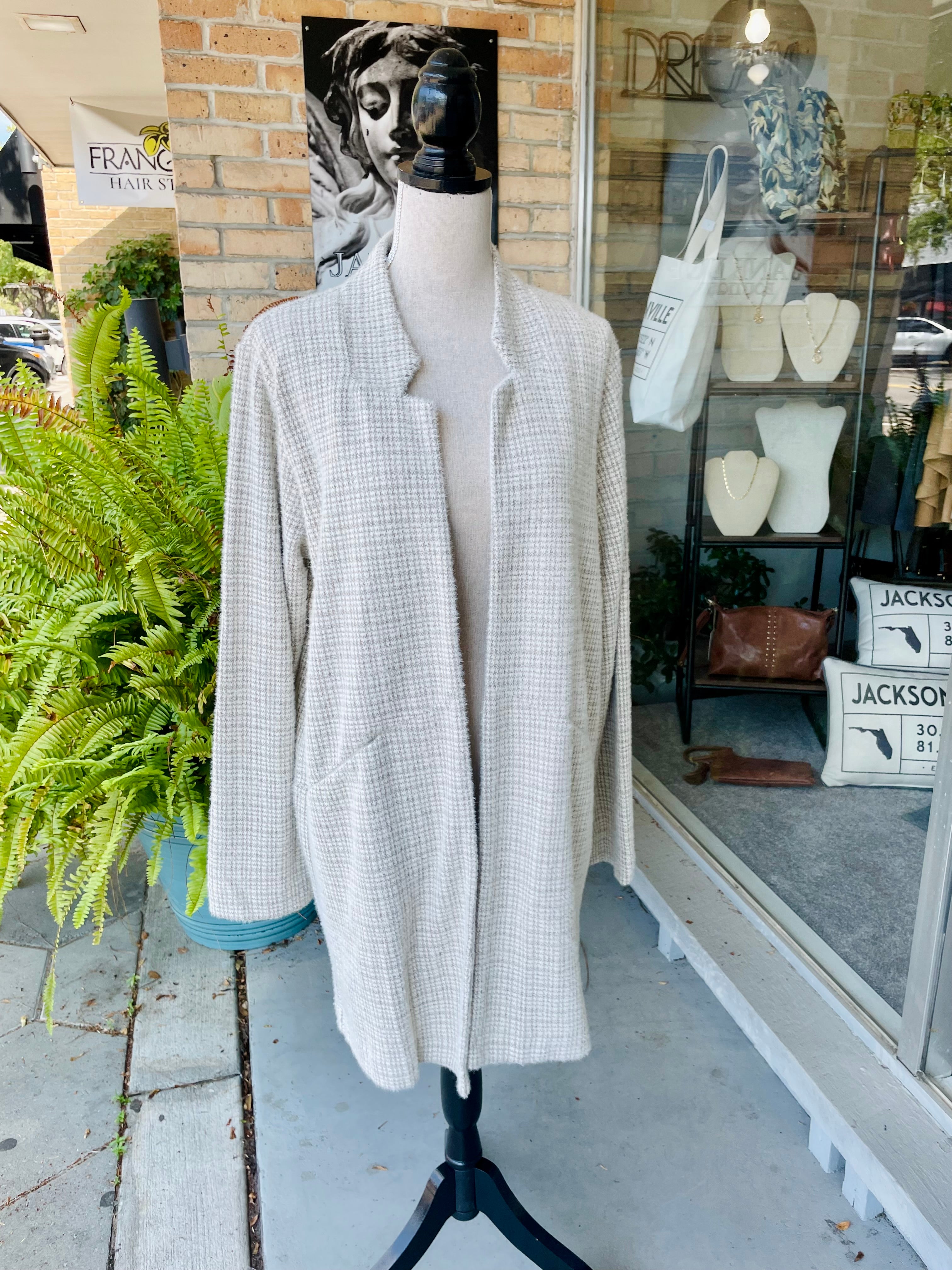 Carol Herringbone Cashmere Duster