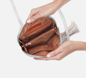 Nash Hobo Crossbody in Silver Metallic Leather